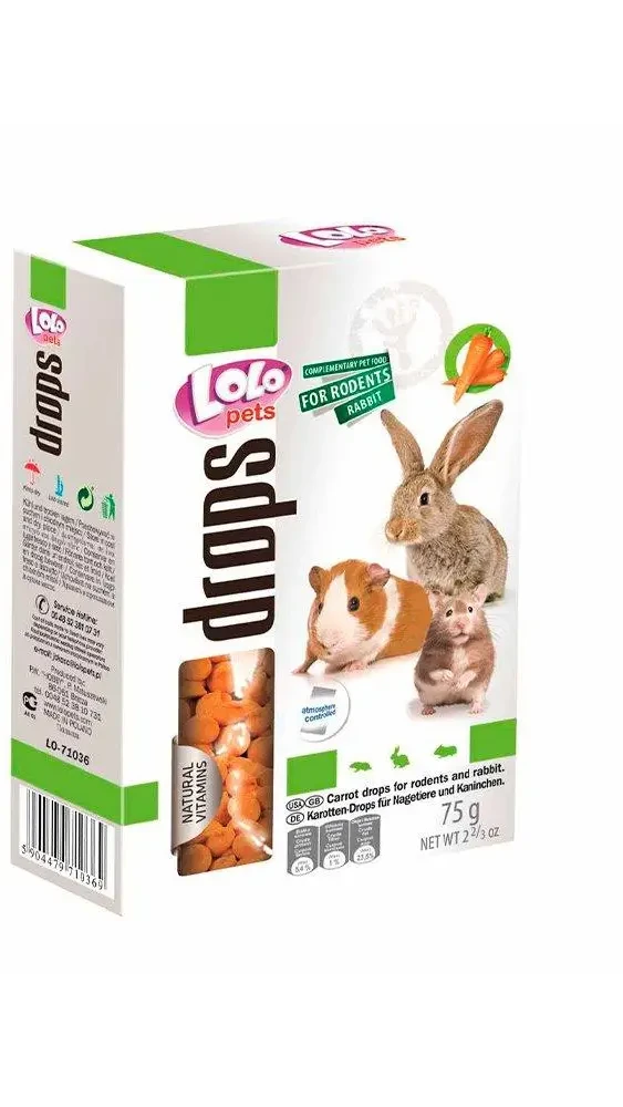Дропси для гризунів з морквою 75гр. "Lolopets"71036
