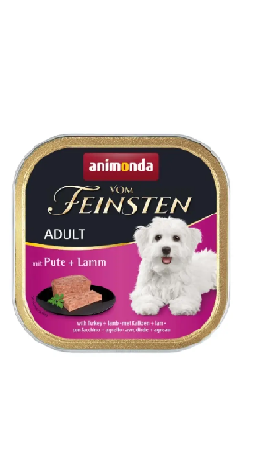 Корм Vom Feinsten Adult консервований для собак  з індичкою та ягнятиною 150г.