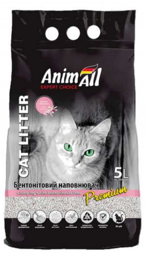 Наповнювач Анімалл Бентолін білий10л аромат дитячої пудри